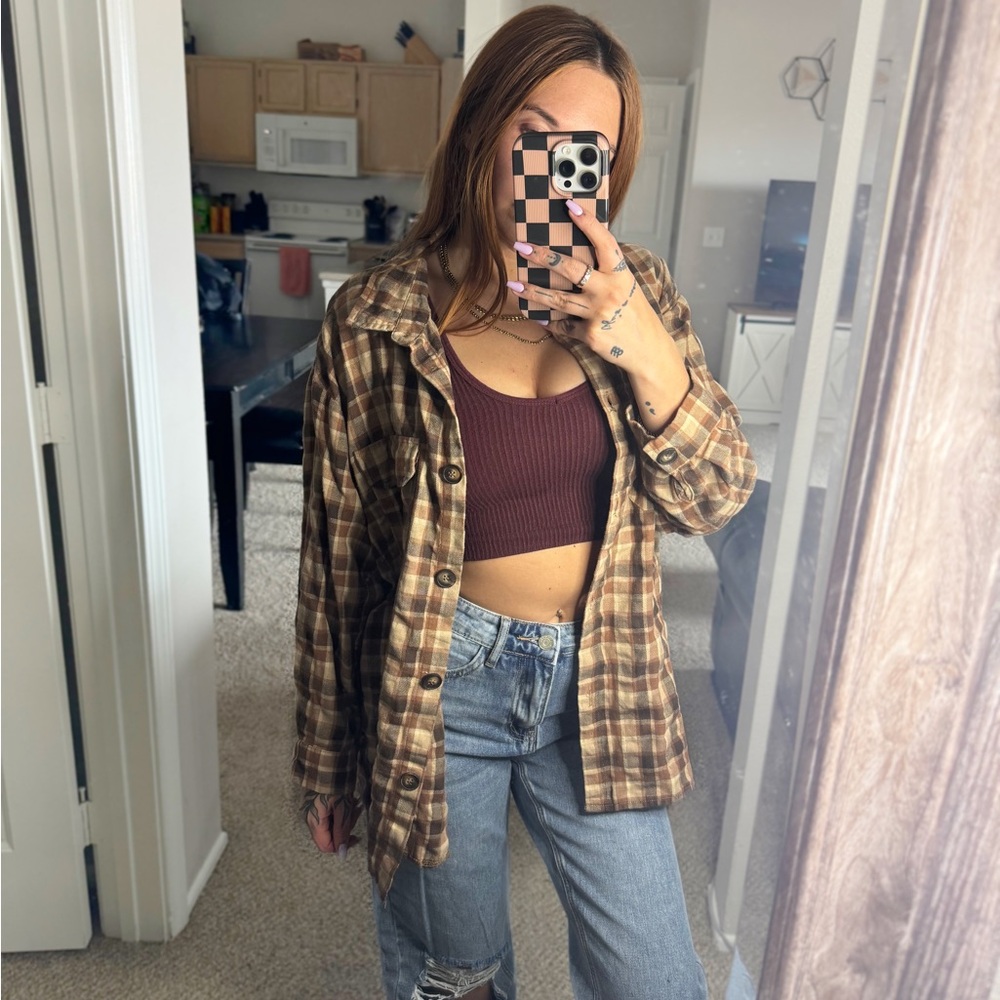 BROWN PLAID FLANNEL